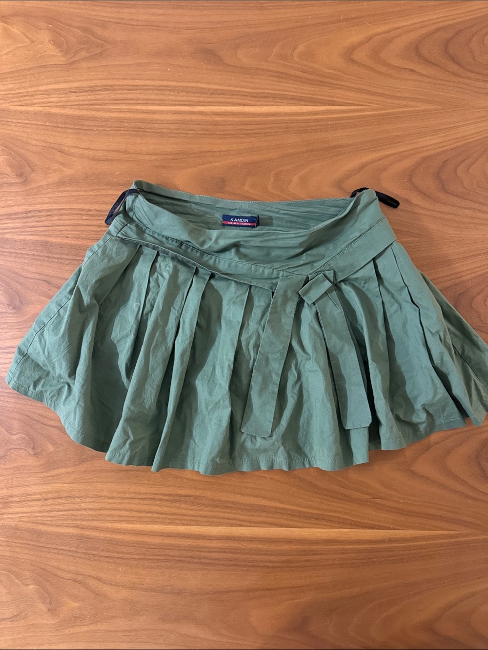 Olive Pleated Mini Skirt